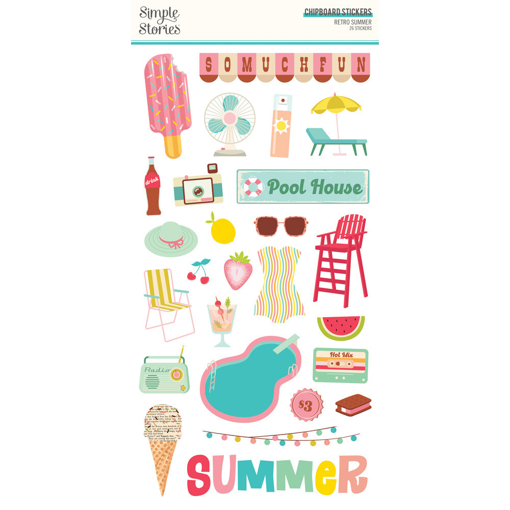 Simple Stories Retro Summer Chipboard Stickers (20016) (DISCONTINUED)
