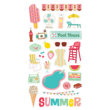 Simple Stories Retro Summer Chipboard Stickers (20016) (DISCONTINUED)