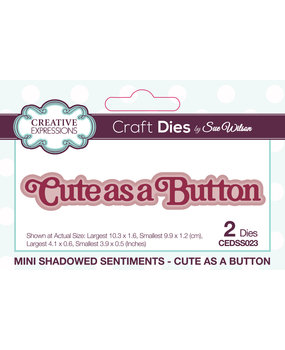 Creative Expressions Sue Wilson Craft Die Mini Shadowed Sentiments Cute As A Button (CEDSS023) (OUTLET) Creative Expressions Sue Wilson Craft Die Mini Shadowed Sentiments Cute As A Button (CEDSS023) (OUTLET)