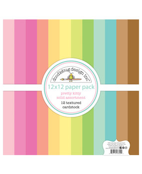 Doodlebug Design Pretty Kitty 12x12 Inch Textured Cardstock Assortment Pack (7640) (DISCONTINUED)