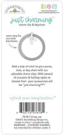Doodlebug Design I Love My Cat Just Charming Clip & Keychain (7618) (DISCONTINUED)