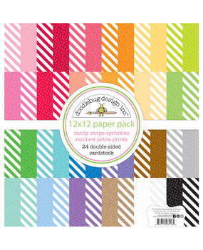 Doodlebug Design Candy Stripe-Sprinkles Rainbow 12x12 Inch Petite Prints Pack (8118) (DISCONTINUED)