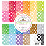 Doodlebug Design Plaid-Polka Dot Rainbow 12x12 Inch Petite Prints Pack (8119) (DISCONTINUED)