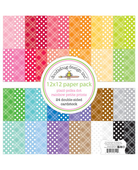 Doodlebug Design Plaid-Polka Dot Rainbow 12x12 Inch Petite Prints Pack (8119) (DISCONTINUED)