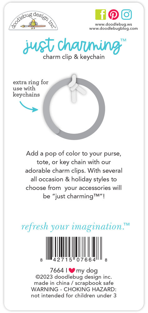 Doodlebug Design I Love My Dog Just Charming Clip & Keychain (7664) (DISCONTINUED) Doodlebug Design I Love My Dog Just Charming Clip & Keychain (7664) (DISCONTINUED)