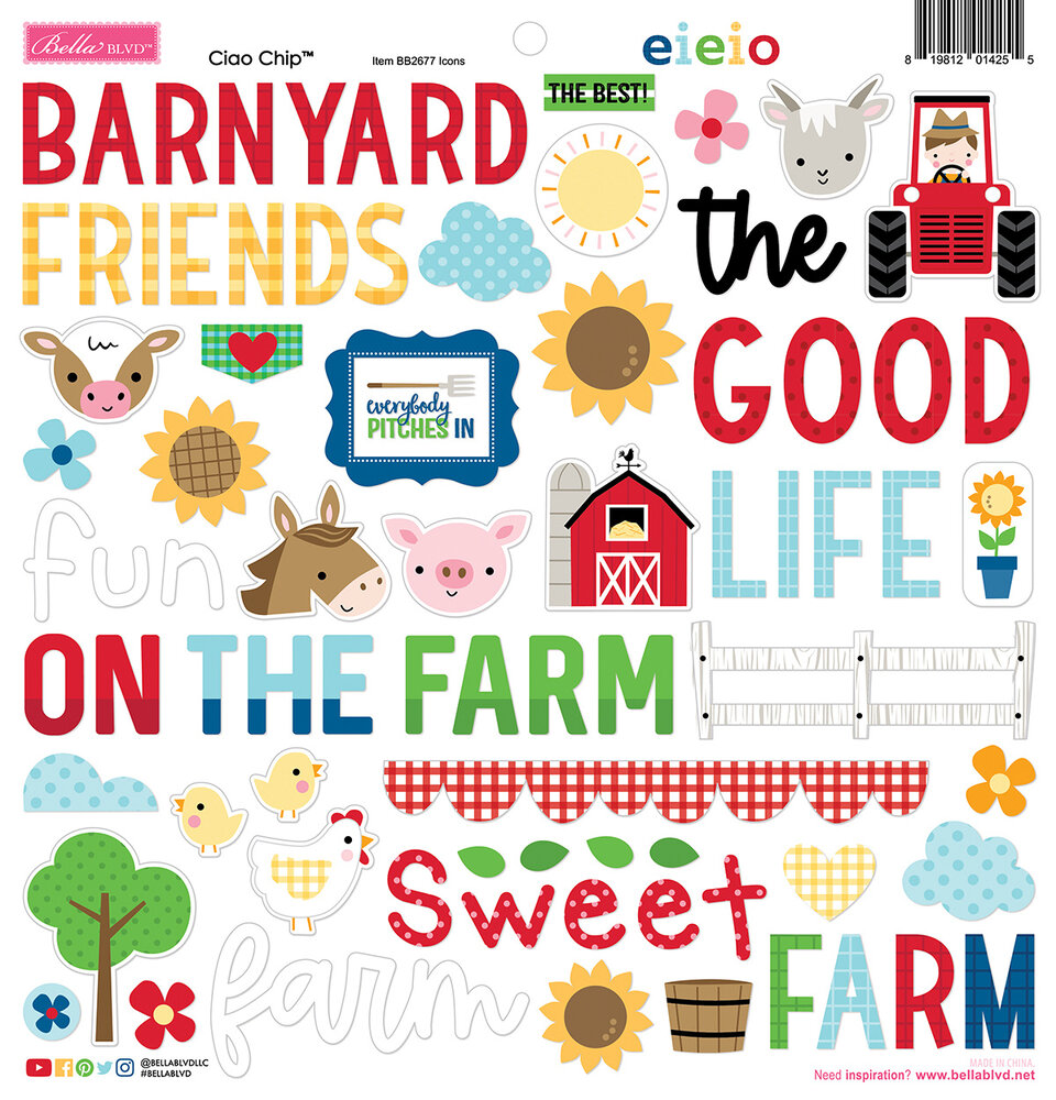 Bella BLVD EIEIO Ciao Chipboard Icons (BB2677) (DISCONTINUED)