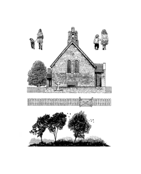 Crafty Individuals Red Brick Church Unmounted Rubber Stamps (CI-623) (OUTLET)