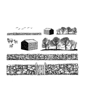 Crafty Individuals Walls, Barns and Trees Unmounted Rubber Stamps (CI-625) (OUTLET)