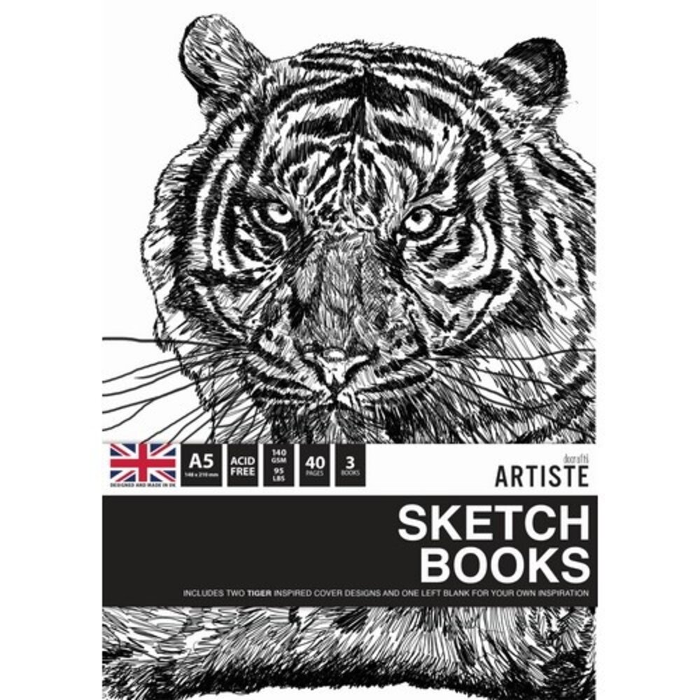 Docrafts Artiste A5 Sketchbooks Tigers (3 books) (DOA 101150) (DISCONTINUED)