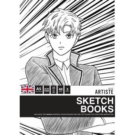 Docrafts Artiste A5 Sketchbooks Manga (3 books) (DOA 101136) (DISCONTINUED)