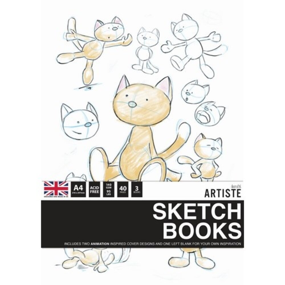 Docrafts Artiste A4 Sketchbooks Animation (3 books) (DOA 101143) (DISCONTINUED)