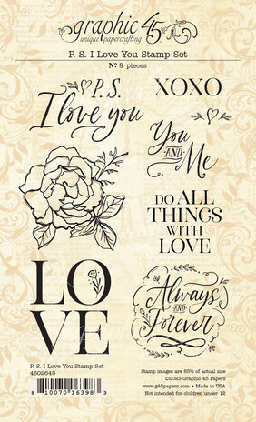 Graphic 45 P.S. I Love You Clear Stamps (4502645) (OUTLET) Graphic 45 P.S. I Love You Clear Stamps (4502645) (OUTLET)