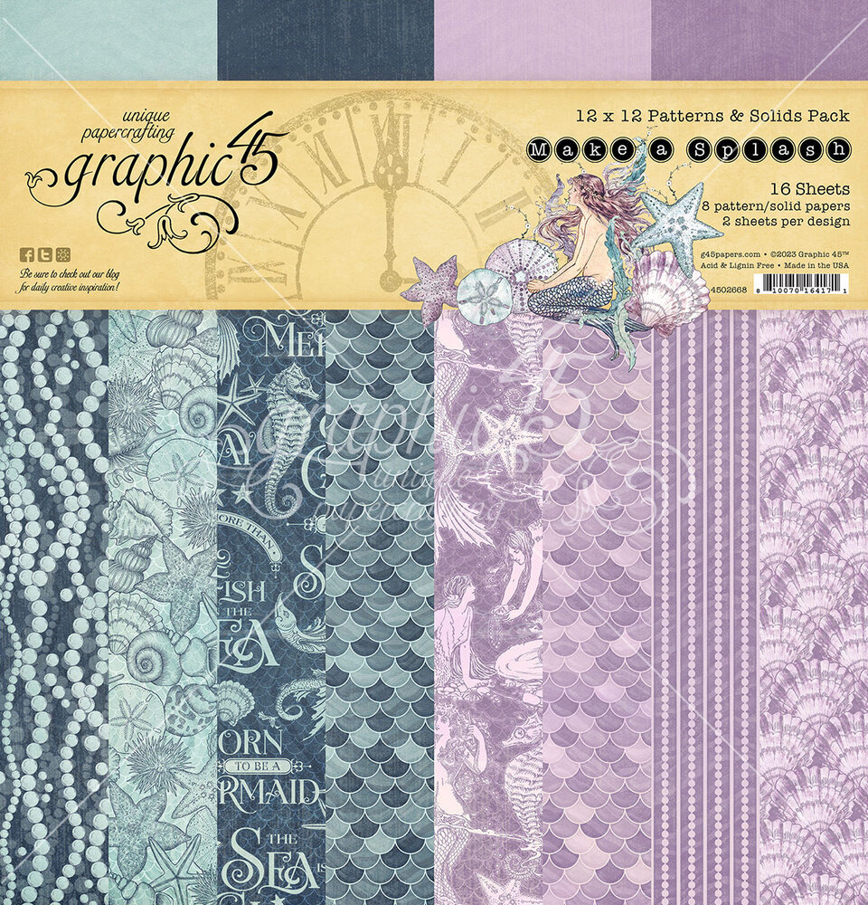 Graphic 45 Make a Splash 12x12 Inch Patterns & Solids Pack (4502668) (DISCONTINUED)