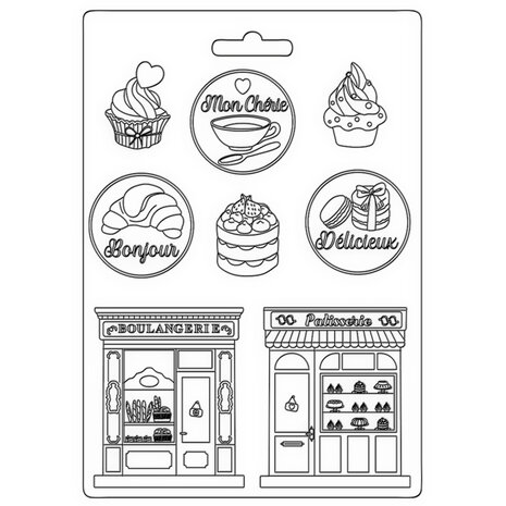 Stamperia Create Happiness Oh lá lá Soft Mould A5 Patisserie (K3PTA5647) (DISCONTINUED) Stamperia Create Happiness Oh lá lá Soft Mould A5 Patisserie (K3PTA5647) (DISCONTINUED)