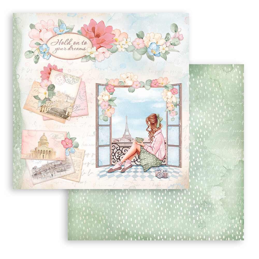 Stamperia Create Happiness Oh lá lá 12x12 Inch Paper Sheets Window (10pcs) (SBB928) (DISCONTINUED)