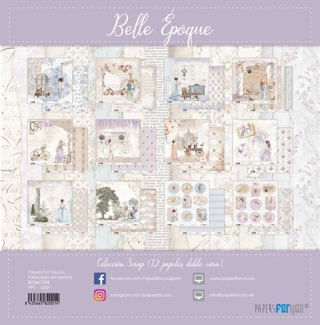 Papers For You Belle Époque Scrap Paper Pack (12pcs) (PFY-12001) (DISCONTINUED)
