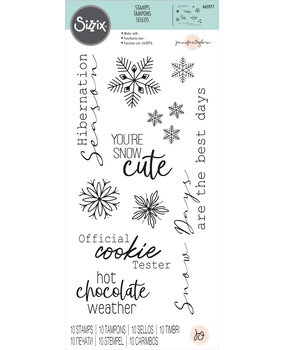Sizzix Clear Stamps by Jennifer Ogborn Winter Sentiments (10pcs) (665977) (DISCONTINUED)