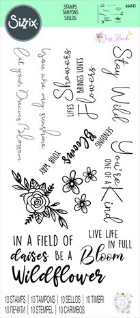 Sizzix Clear Stamps by Jess Slack Spring Bloom Sentiments (10pcs) (666145) (DISCONTINUED)
