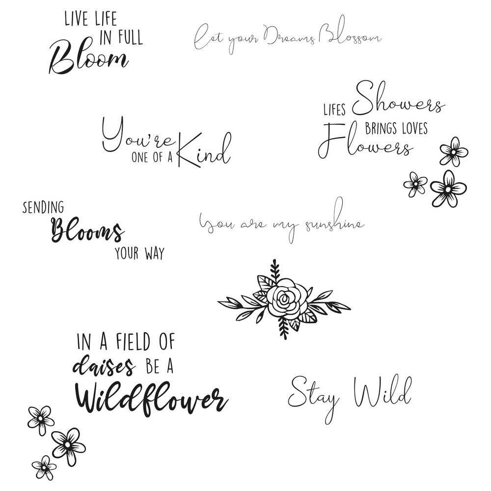 Sizzix Clear Stamps by Jess Slack Spring Bloom Sentiments (10pcs) (666145) (DISCONTINUED)