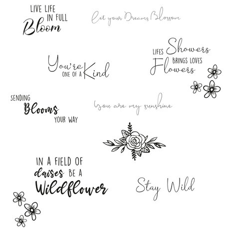 Sizzix Clear Stamps by Jess Slack Spring Bloom Sentiments (10pcs) (666145) (DISCONTINUED)