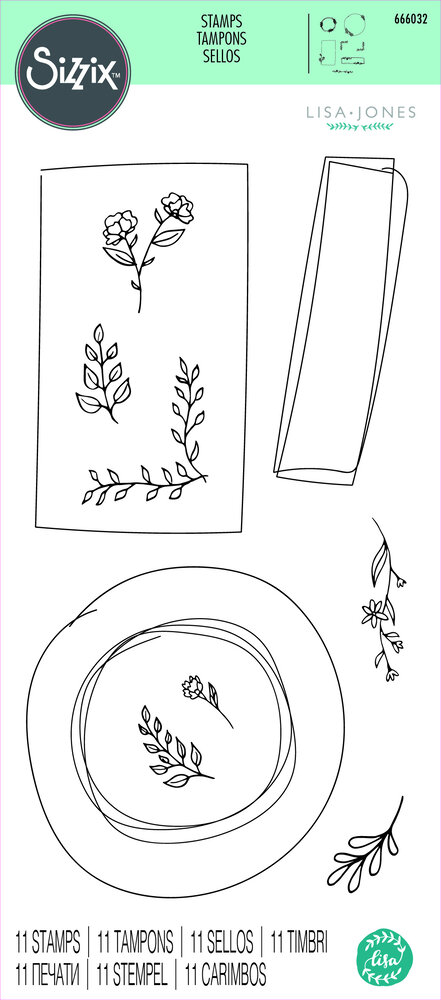 Sizzix Clear Stamps by Lisa Jones Drawn Frames (11pcs) (666032) (DISCONTINUED)