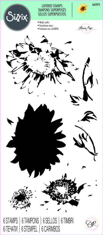 Sizzix Layered Stamps by Olivia Rose Sunflower Stem (6pcs) (665975) (DISCONTINUED)