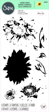 Sizzix Layered Stamps by Olivia Rose Sunflower Stem (6pcs) (665975) (DISCONTINUED)