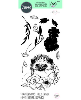 Sizzix Layered Stamps by Olivia Rose Floral Hedgehog (9pcs) (665906) (DISCONTINUED)