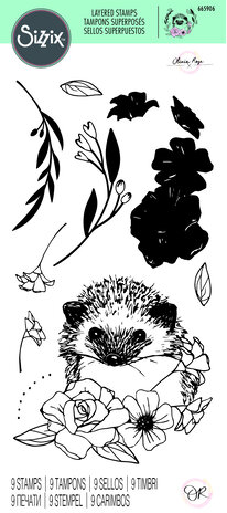 Sizzix Layered Stamps by Olivia Rose Floral Hedgehog (9pcs) (665906) (DISCONTINUED)