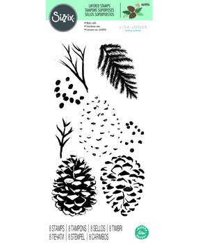 Sizzix Layered Stamps by Lisa Jones Pine Branches (8pcs) (664936) (DISCONTINUED)