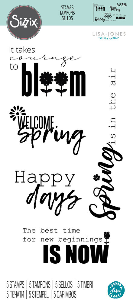 Sizzix Clear Stamps by Lisa Jones Spring Sentiments (5pcs) (665828) (DISCONTINUED)