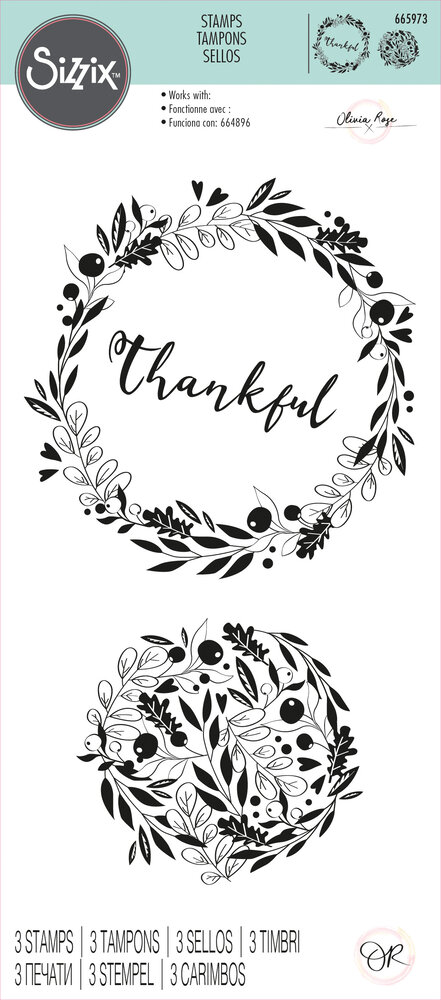 Sizzix Clear Stamps by Olivia Rose Autumn Wreath (3pcs) (665973) (DISCONTINUED)