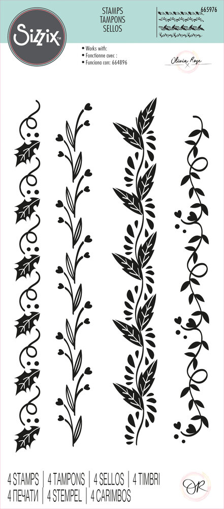 Sizzix Clear Stamps by Olivia Rose Organic Borders (4pcs) (665976) (DISCONTINUED)