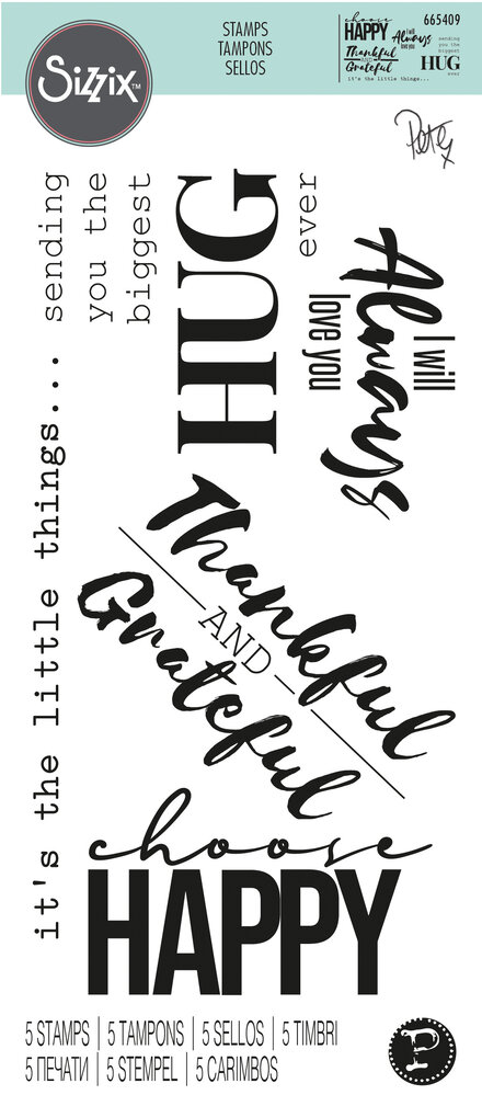 Sizzix Clear Stamps by Pete Hughes Sunnyside Sentiments #7 (5pcs) (665409) (DISCONTINUED)