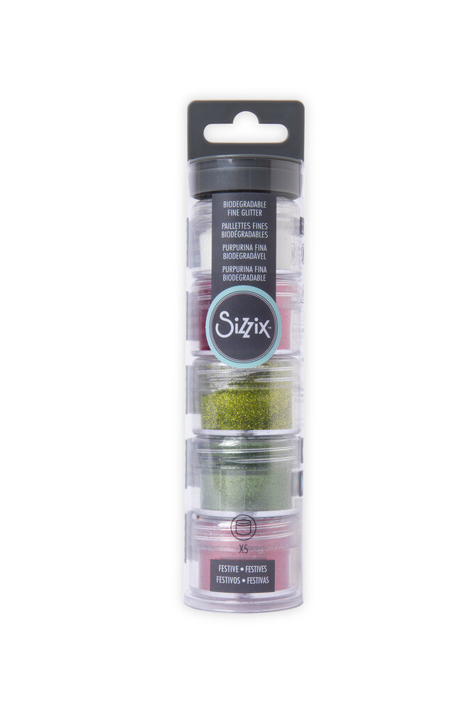 Sizzix Biodegradable Fine Glitter Festive 5x12g (664672) (DISCONTINUED)