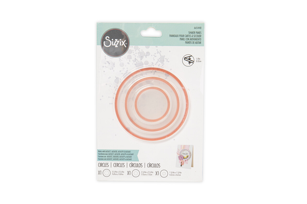 Sizzix Shaker Panes Circles 1 1/2, 2 1/2 & 3 1/2 Inch (3pcs) (665448) (DISCONTINUED) Sizzix Shaker Panes Circles 1 1/2, 2 1/2 & 3 1/2 Inch (3pcs) (665448) (DISCONTINUED)