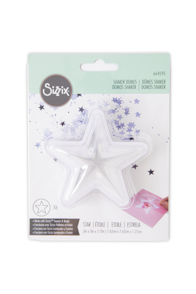 Sizzix Shaker Domes Star 3 Inch (6pcs) (664595) (OUTLET)