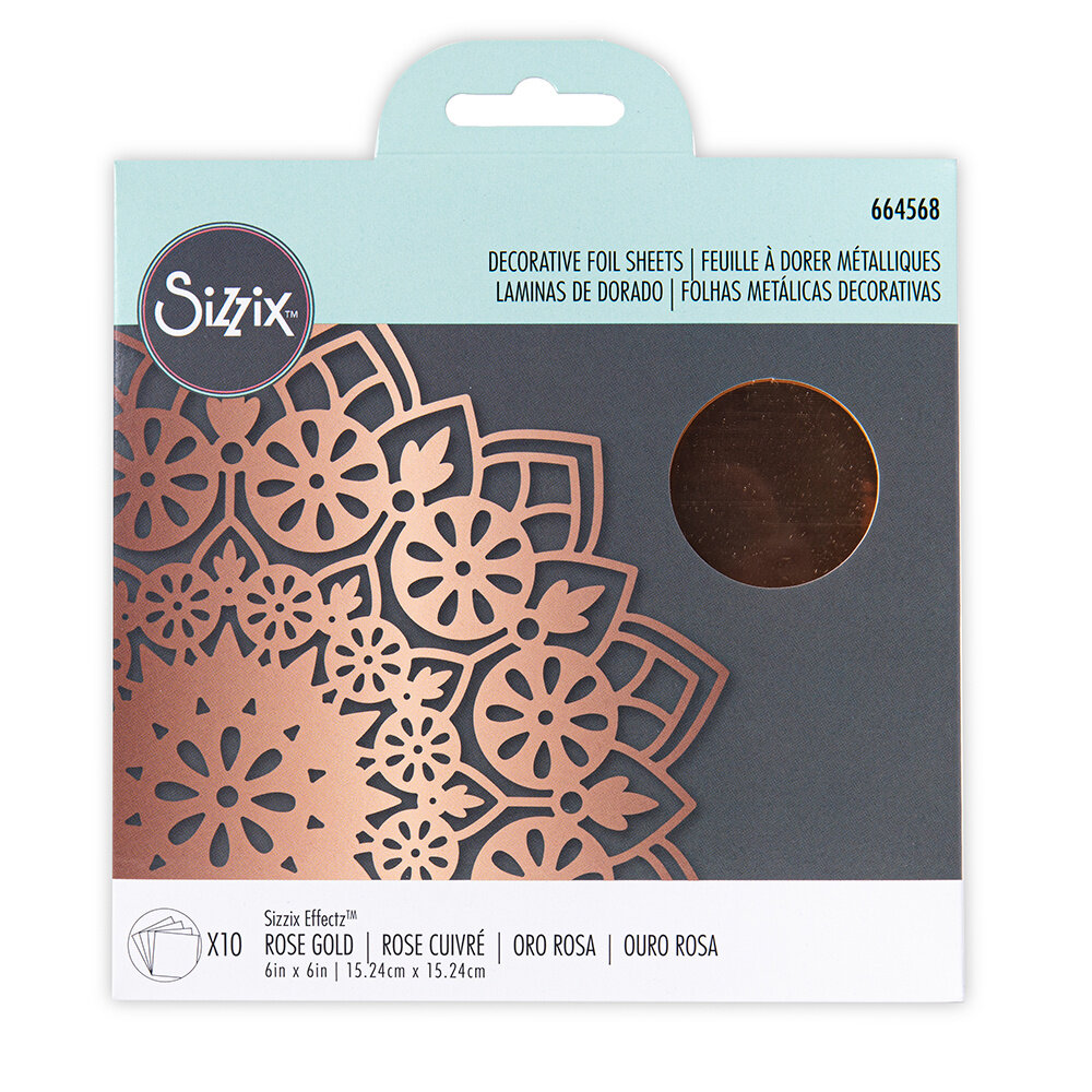 Sizzix Decorative Foil Sheets 6x6 Inch Rose Gold (10pcs) (664568) (DISCONTINUED)