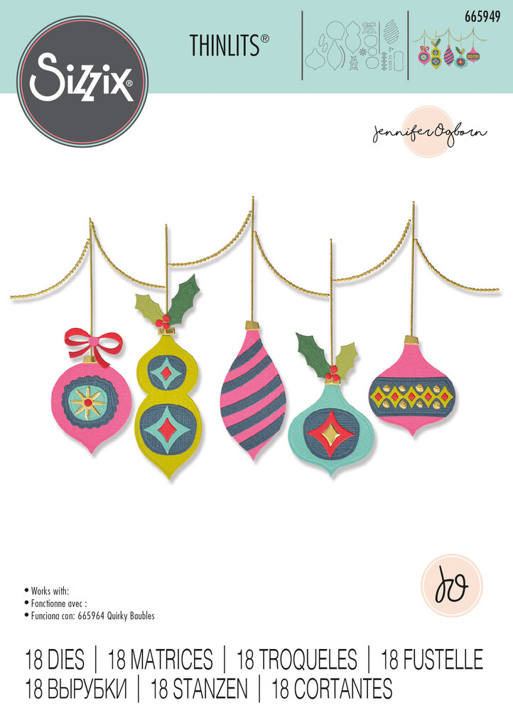 Sizzix Thinlits Die by Jennifer Ogborn Funky Baubles (18pcs) (665949) (DISCONTINUED)