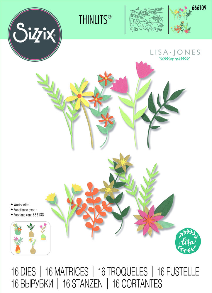 Sizzix Thinlits Die by Lisa Jones Boho Bouquet (16pcs) (666109) (DISCONTINUED) Sizzix Thinlits Die by Lisa Jones Boho Bouquet (16pcs) (666109) (DISCONTINUED)