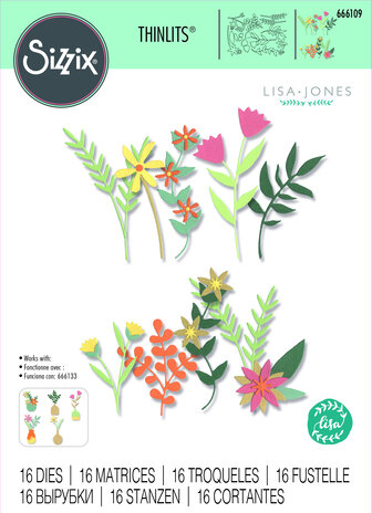 Sizzix Thinlits Die by Lisa Jones Boho Bouquet (16pcs) (666109) (DISCONTINUED) Sizzix Thinlits Die by Lisa Jones Boho Bouquet (16pcs) (666109) (DISCONTINUED)