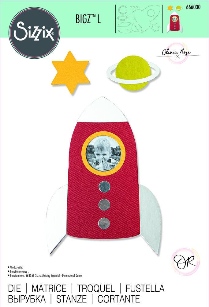 Sizzix Bigz L Die by Olivia Rose Space Rocket (666030) (DISCONTINUED)