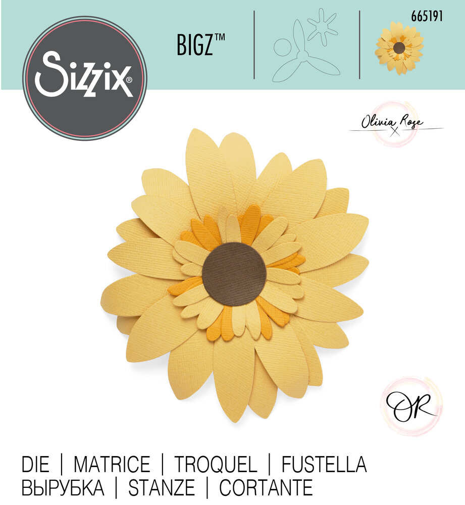 Sizzix Bigz Die by Olivia Rose Sunflower (665191) (DISCONTINUED) Sizzix Bigz Die by Olivia Rose Sunflower (665191) (DISCONTINUED)