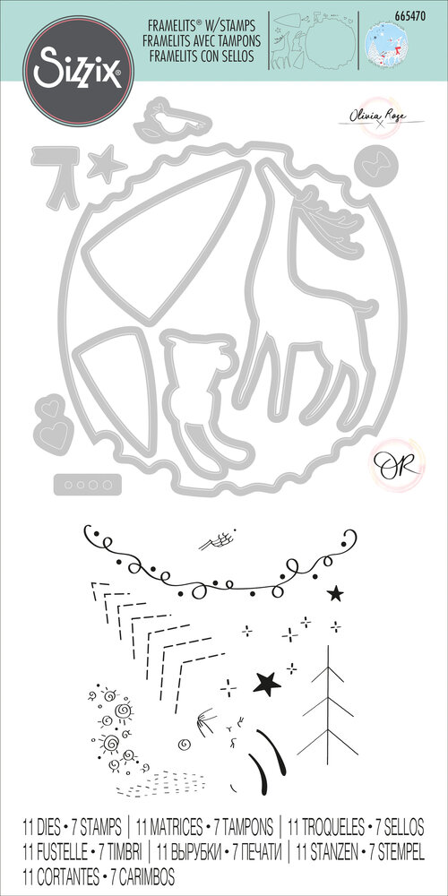 Sizzix Framelits Die w/Stamps by Olivia Rose Animal Frame (11+11pcs) (665470) (DISCONTINUED)