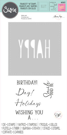 Sizzix Framelits Die w/Stamps by Olivia Rose Birthday Window (1+5pcs) (665651) (DISCONTINUED)
