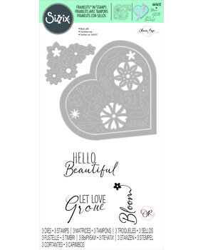 Sizzix Framelits Die w/Stamps by Olivia Rose Blooming Heart (3+3pcs) (665652) (DISCONTINUED)