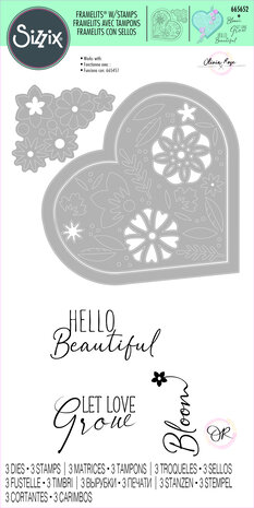 Sizzix Framelits Die w/Stamps by Olivia Rose Blooming Heart (3+3pcs) (665652) (DISCONTINUED)