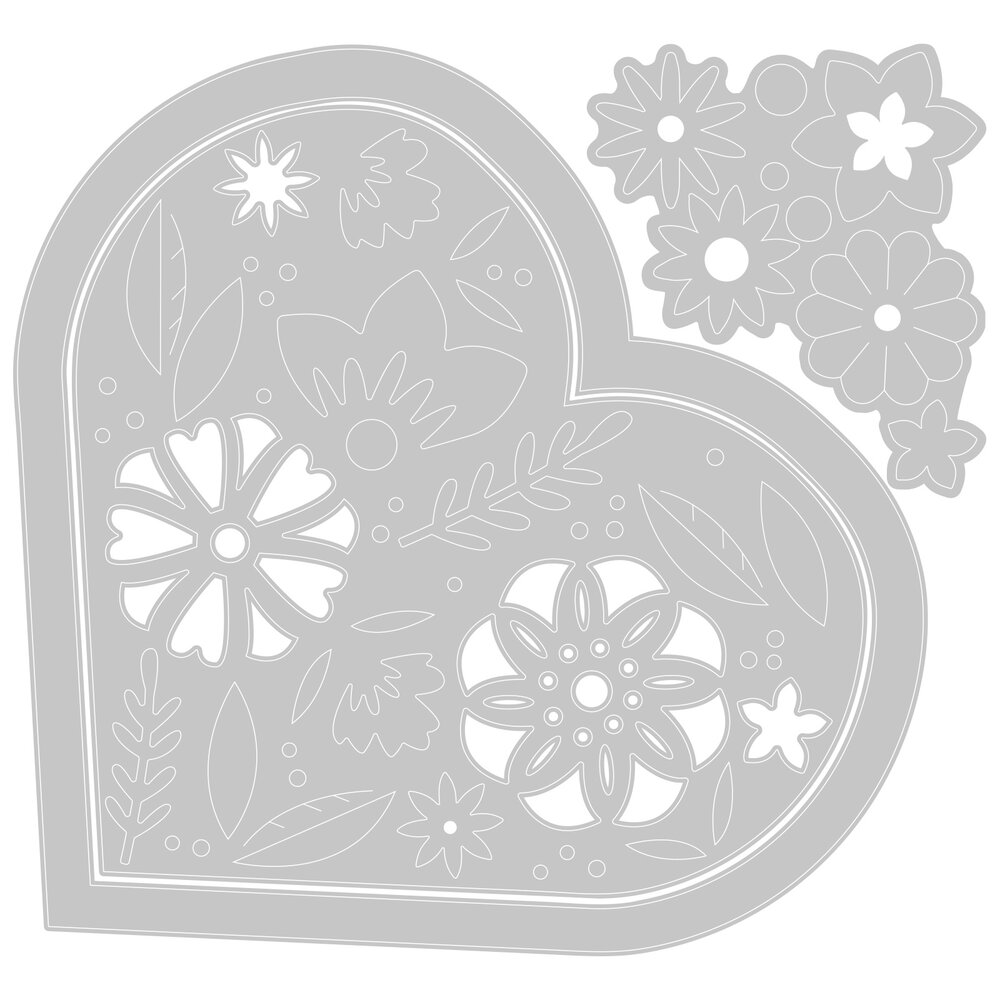 Sizzix Framelits Die w/Stamps by Olivia Rose Blooming Heart (3+3pcs) (665652) (DISCONTINUED)