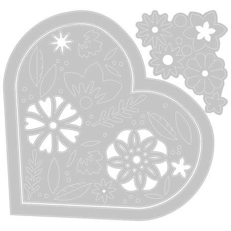 Sizzix Framelits Die w/Stamps by Olivia Rose Blooming Heart (3+3pcs) (665652) (DISCONTINUED)