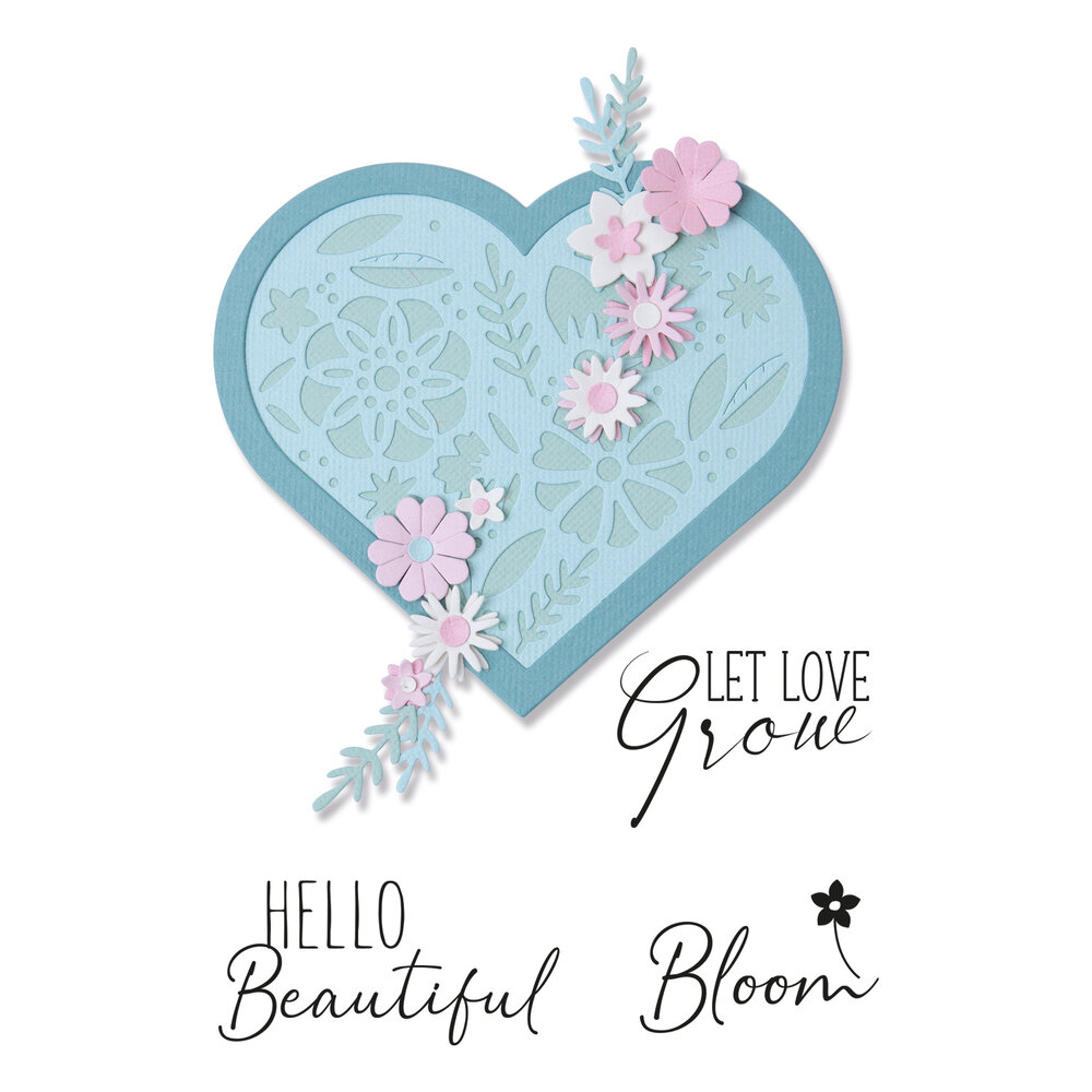 Sizzix Framelits Die w/Stamps by Olivia Rose Blooming Heart (3+3pcs) (665652) (DISCONTINUED)